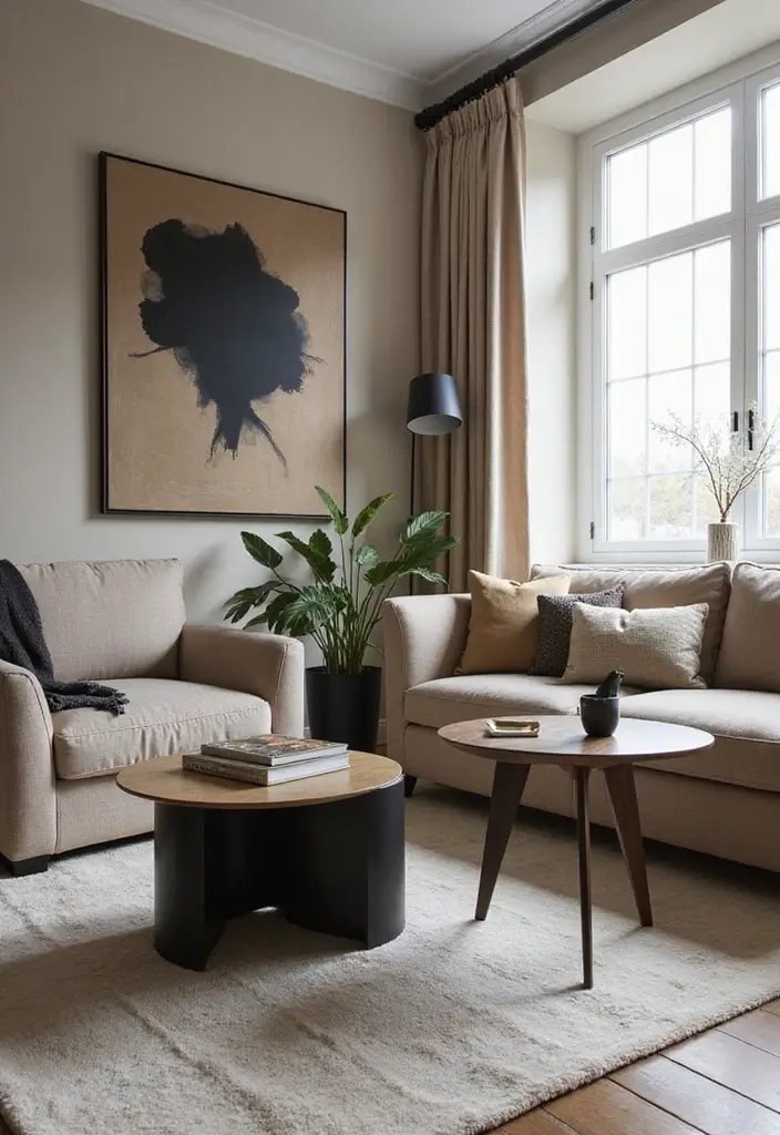 50 Beige and Black Living Room Ideas That Look Sleek and Modern - 38. Unique Side Tables