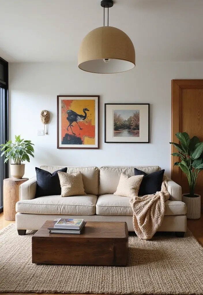 50 Beige and Black Living Room Ideas That Look Sleek and Modern - 39. Complementary Artwork