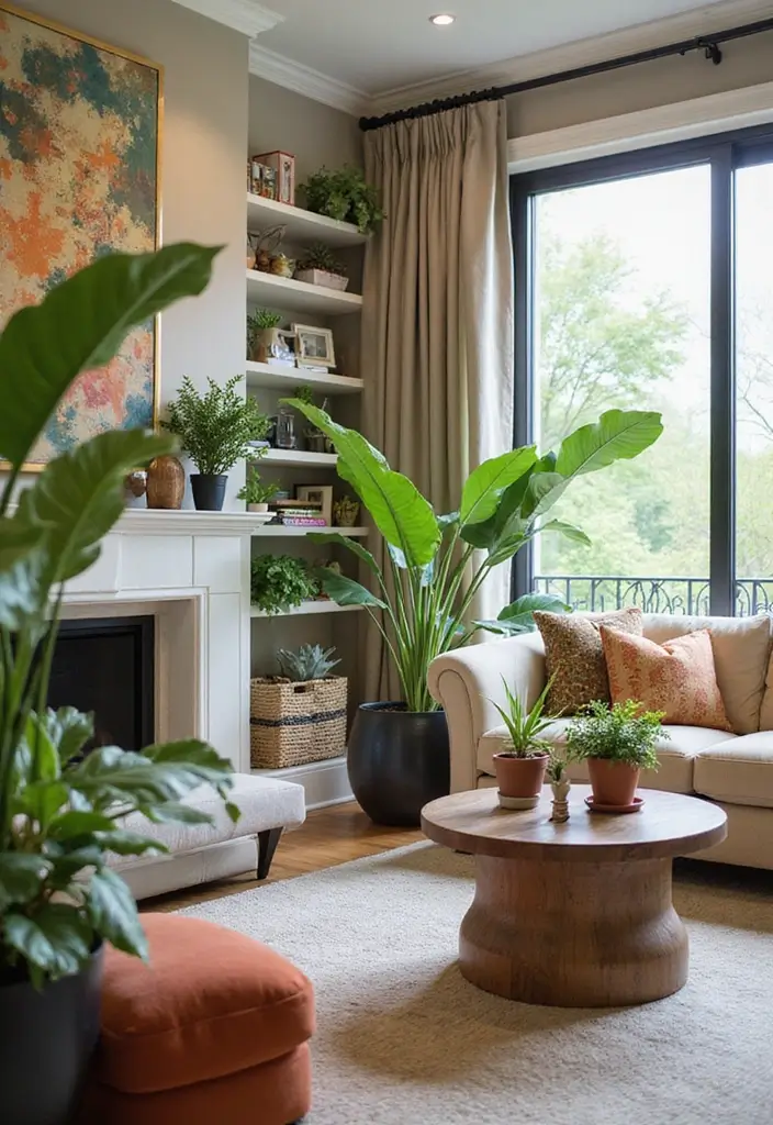 50 Beige and Black Living Room Ideas That Look Sleek and Modern - 47. Unique Planters