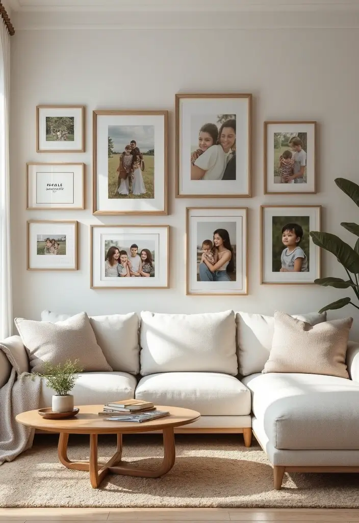 50 Big Living Room Ideas to Make the Most of Your Spacious Home 13 50 Big Living Room Ideas to Make the Most of Your Spacious Home - 13. Personalized Family Gallery