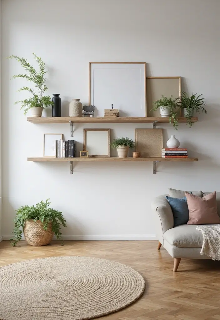 50 Big Living Room Ideas to Make the Most of Your Spacious Home 28 50 Big Living Room Ideas to Make the Most of Your Spacious Home - 26. Floating Shelves