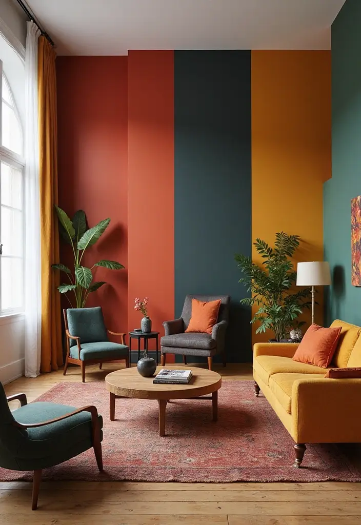 50 Big Living Room Ideas to Make the Most of Your Spacious Home 41 50 Big Living Room Ideas to Make the Most of Your Spacious Home - 37. Dramatic Color Blocking