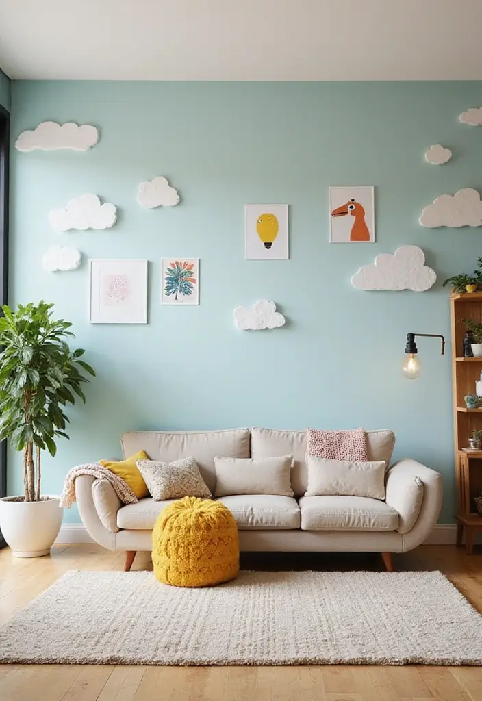 50 Big Living Room Ideas to Make the Most of Your Spacious Home 43 50 Big Living Room Ideas to Make the Most of Your Spacious Home - 39. Playful Wall Murals