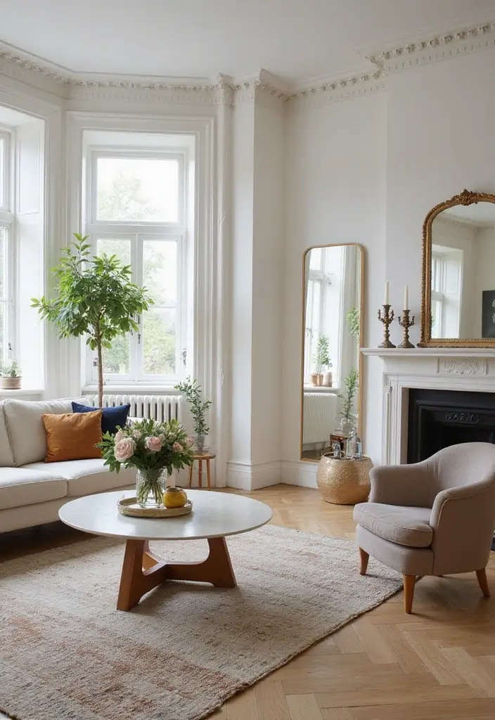 50 Big Living Room Ideas to Make the Most of Your Spacious Home 44 50 Big Living Room Ideas to Make the Most of Your Spacious Home - 40. Reimagined Space with Mirrors