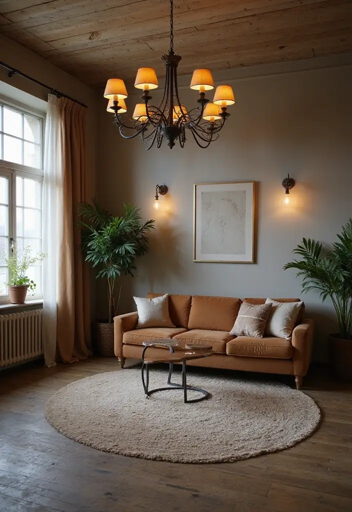 50 Big Living Room Ideas to Make the Most of Your Spacious Home 47 50 Big Living Room Ideas to Make the Most of Your Spacious Home - 43. Vintage-Style Lighting