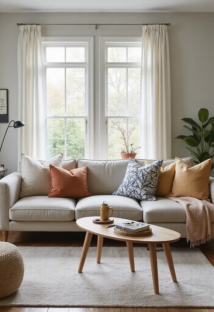 50 Big Living Room Ideas to Make the Most of Your Spacious Home 50 50 Big Living Room Ideas to Make the Most of Your Spacious Home - 46. Dynamic Accent Pillows