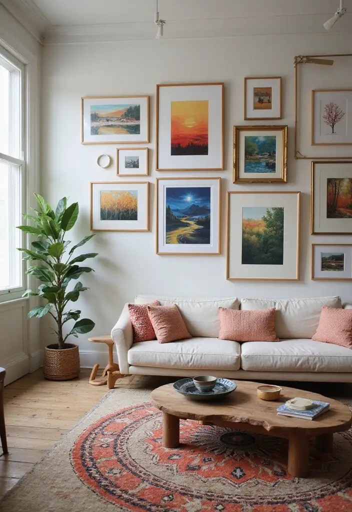50 Big Living Room Ideas to Make the Most of Your Spacious Home 9 50 Big Living Room Ideas to Make the Most of Your Spacious Home - 9. Colorful Artwork Displays