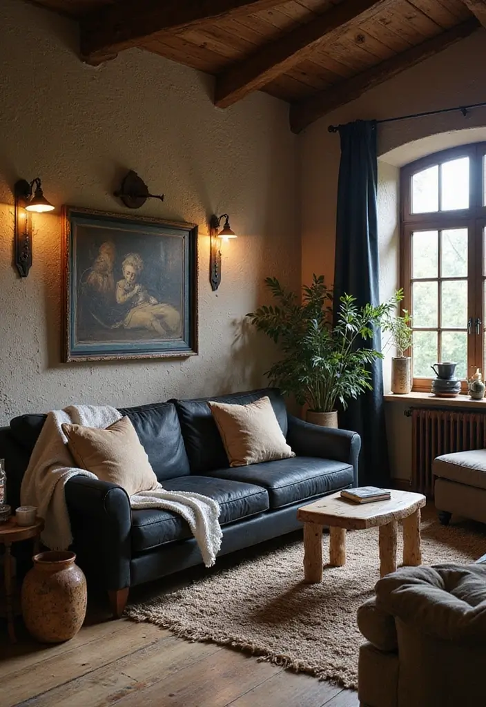 50 Black Furniture Living Room Ideas That Add Sophistication - 25. Rustic Retreat