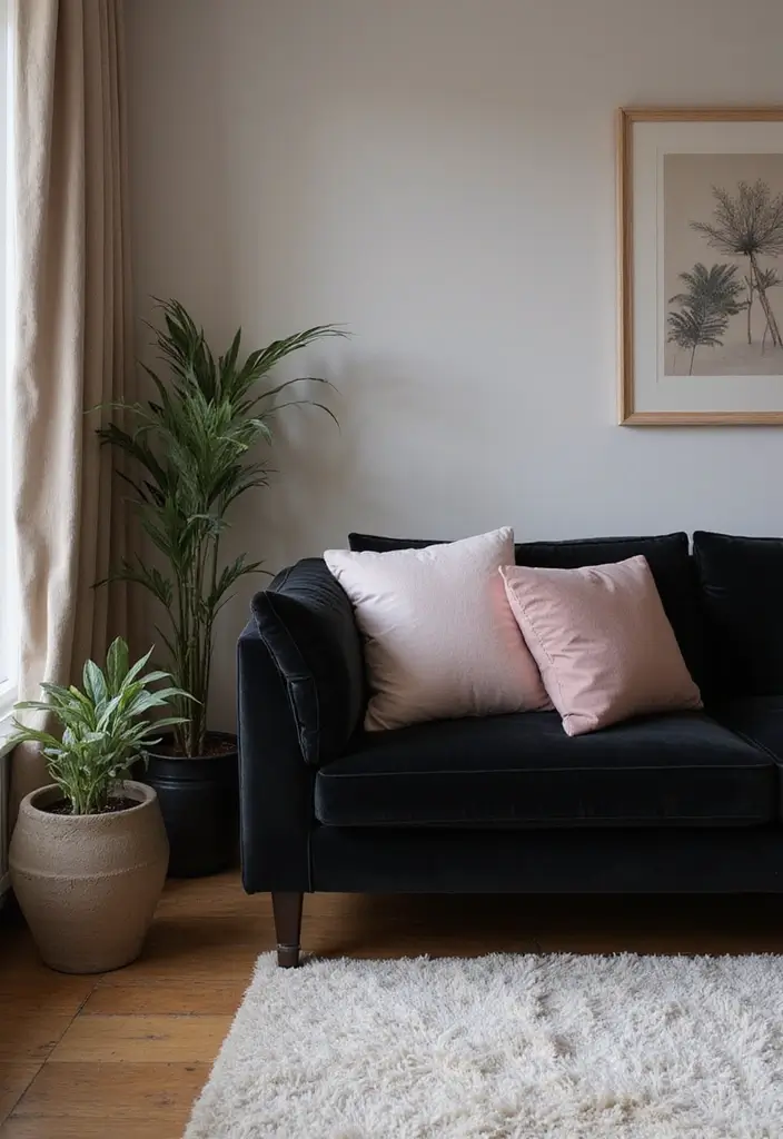 50 Black Furniture Living Room Ideas That Add Sophistication - 27. Romantic Touch