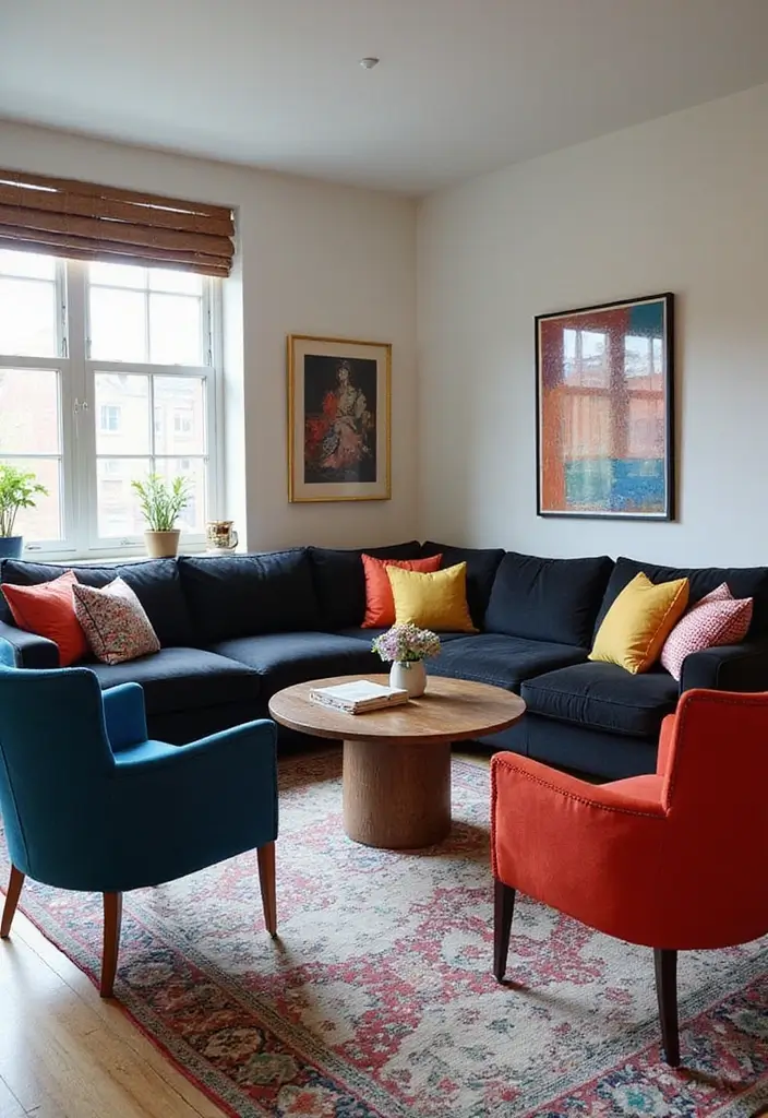 50 Black Furniture Living Room Ideas That Add Sophistication - 3. Bold Accents