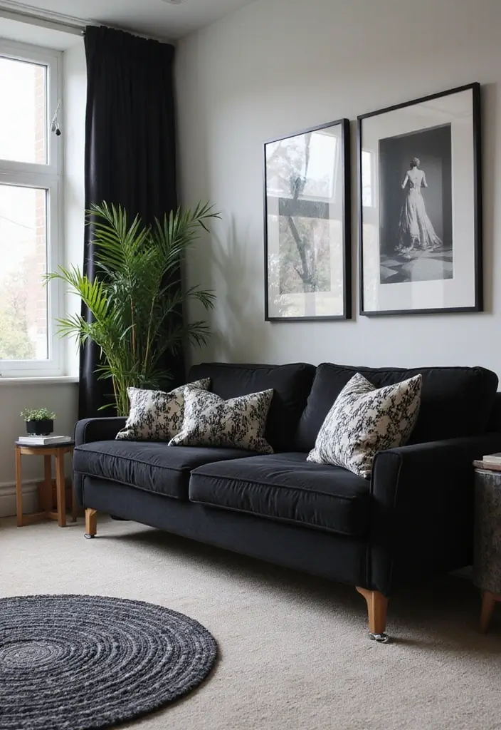 50 Black Furniture Living Room Ideas That Add Sophistication - 32. Geometric Patterns