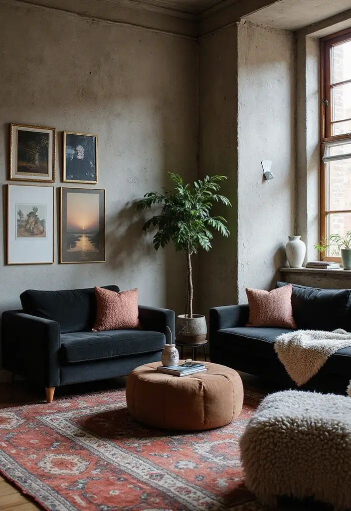 50 Black Furniture Living Room Ideas That Add Sophistication - 4. Textured Layers