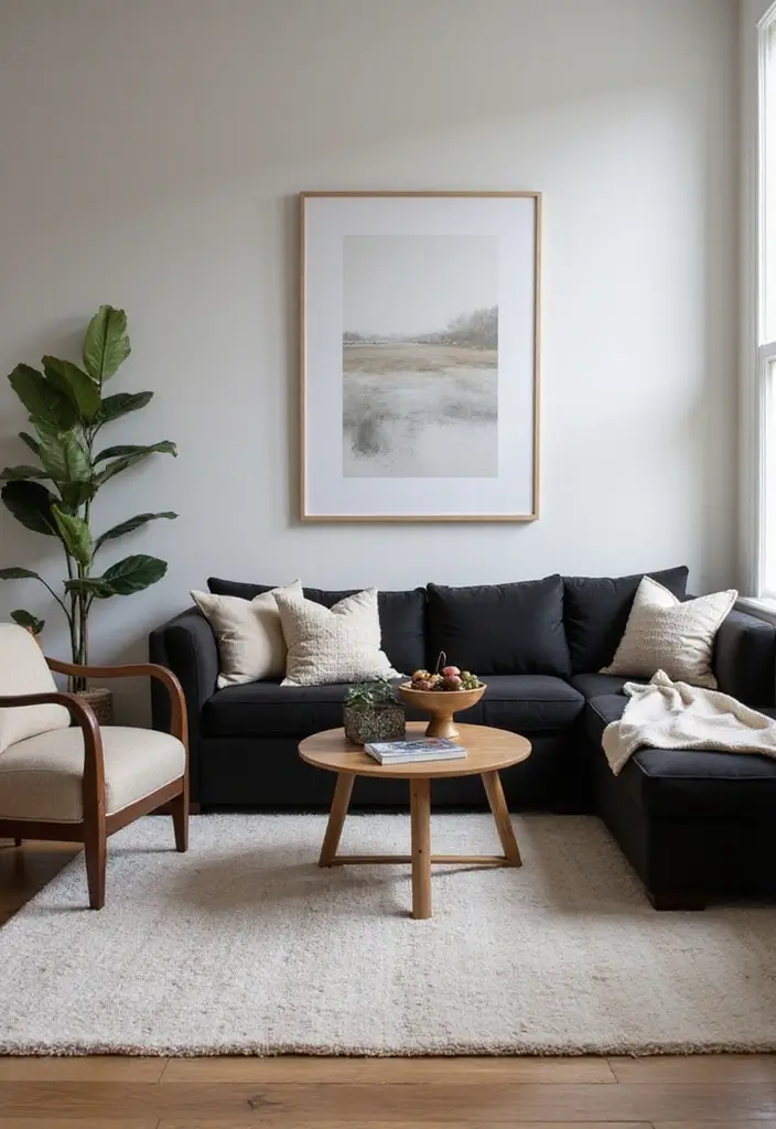 50 Black Furniture Living Room Ideas That Add Sophistication - 43. Tranquil Retreat