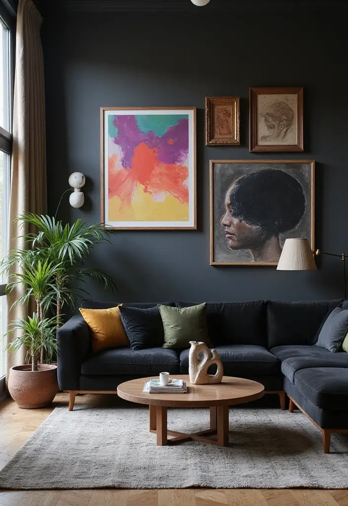 50 Black Furniture Living Room Ideas That Add Sophistication - 45. Modern Artistry