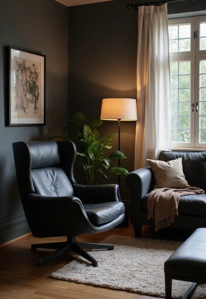 50 Black Furniture Living Room Ideas That Add Sophistication - 49. Cozy Corner