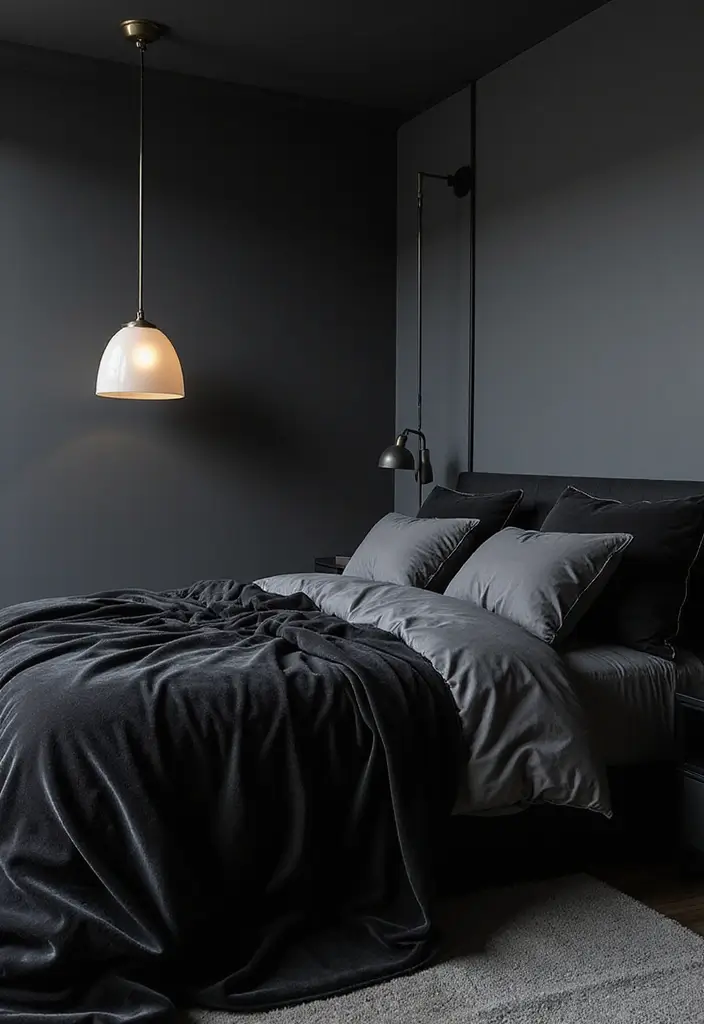 50 Black and Grey Bedroom Ideas That Look Bold and Modern 1 50 Black and Grey Bedroom Ideas That Look Bold and Modern - 1. Sleek Monochrome Elegance