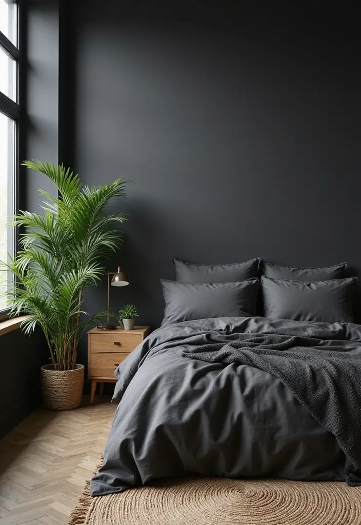 50 Black and Grey Bedroom Ideas That Look Bold and Modern 11 50 Black and Grey Bedroom Ideas That Look Bold and Modern - 11. Incorporating Natural Elements