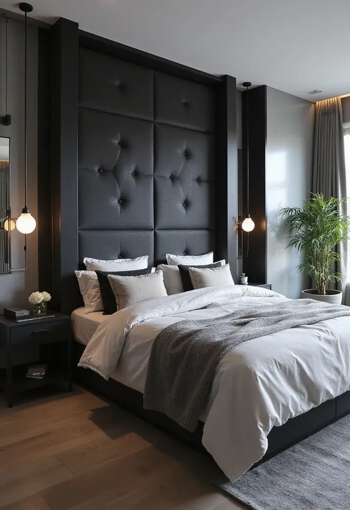 50 Black and Grey Bedroom Ideas That Look Bold and Modern 45 50 Black and Grey Bedroom Ideas That Look Bold and Modern - 41. Unique Headboard Designs