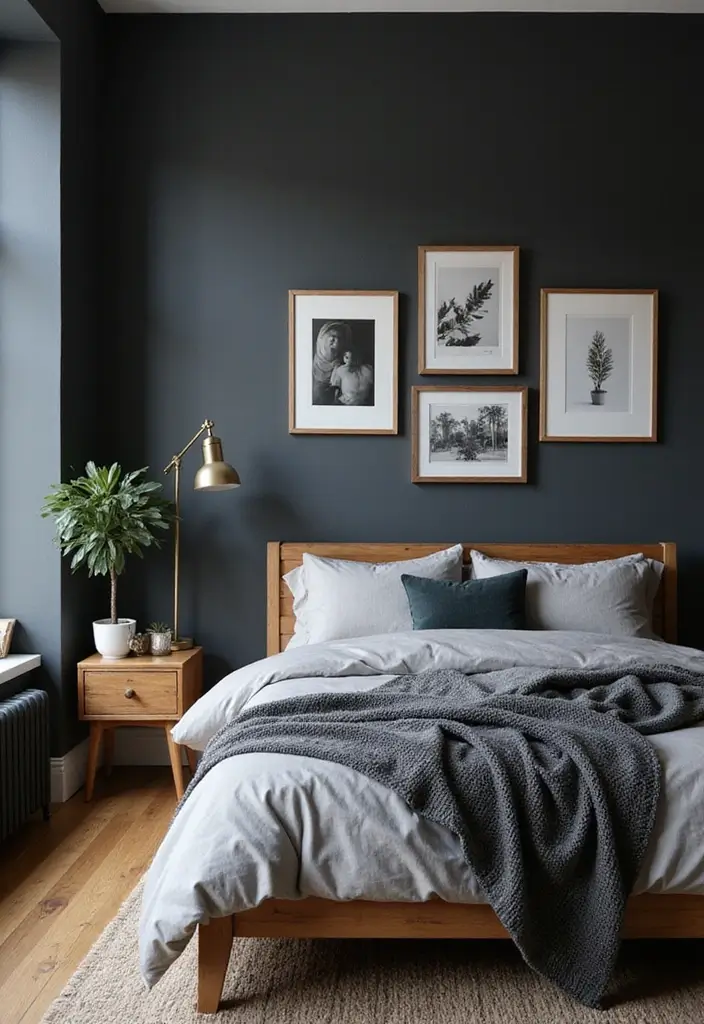 50 Black and Grey Bedroom Ideas That Look Bold and Modern 51 50 Black and Grey Bedroom Ideas That Look Bold and Modern - 47. Personal Touches