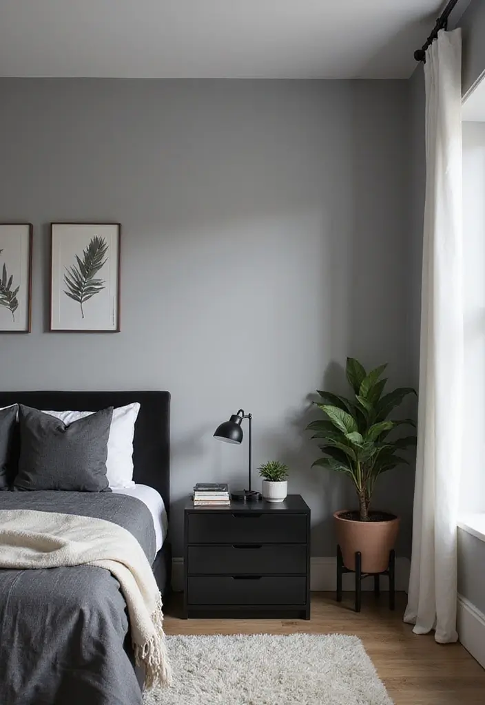 50 Black and Grey Bedroom Ideas That Look Bold and Modern 5 50 Black and Grey Bedroom Ideas That Look Bold and Modern - 5. Soft Grey Walls with Bold Black Details