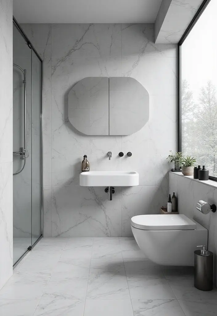 50 Black and White Bathroom Ideas That Feel Chic and Sophisticated - 1. Modern Monochrome Oasis