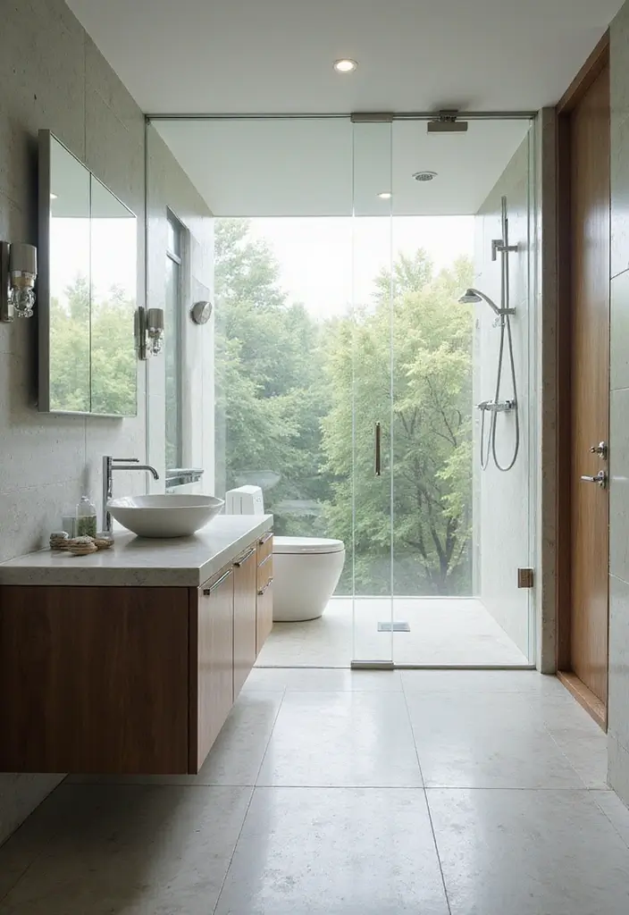 50 Black and White Bathroom Ideas That Feel Chic and Sophisticated - 16. Elegant Glass Walls