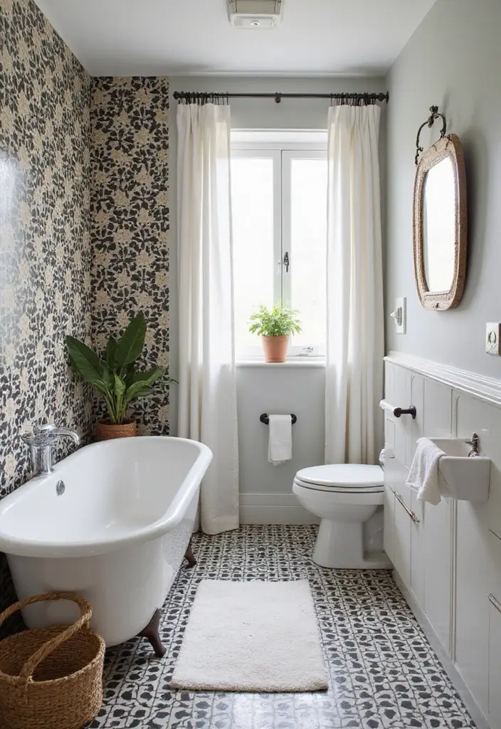 50 Black and White Bathroom Ideas That Feel Chic and Sophisticated - 19. Balancing Bold Patterns