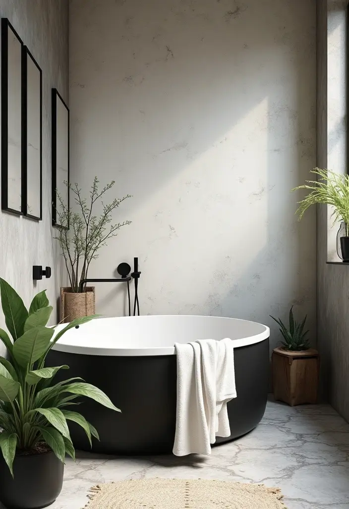 50 Black and White Bathroom Ideas That Feel Chic and Sophisticated - 23. Integrating Natural Elements