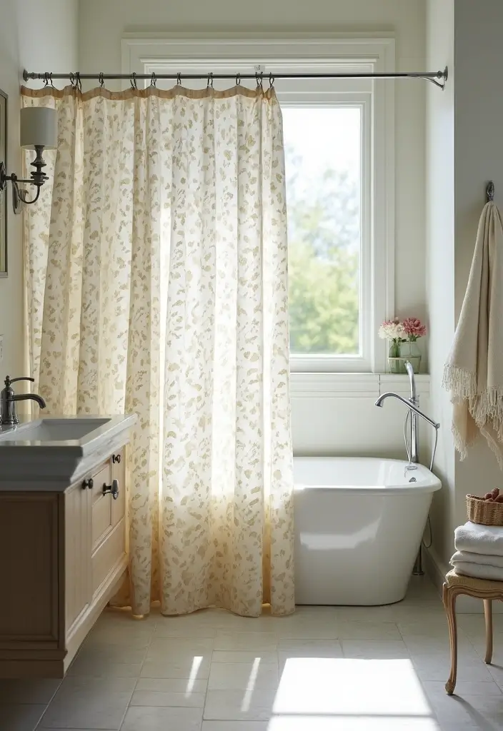 50 Black and White Bathroom Ideas That Feel Chic and Sophisticated - 26. Elegant Shower Curtains