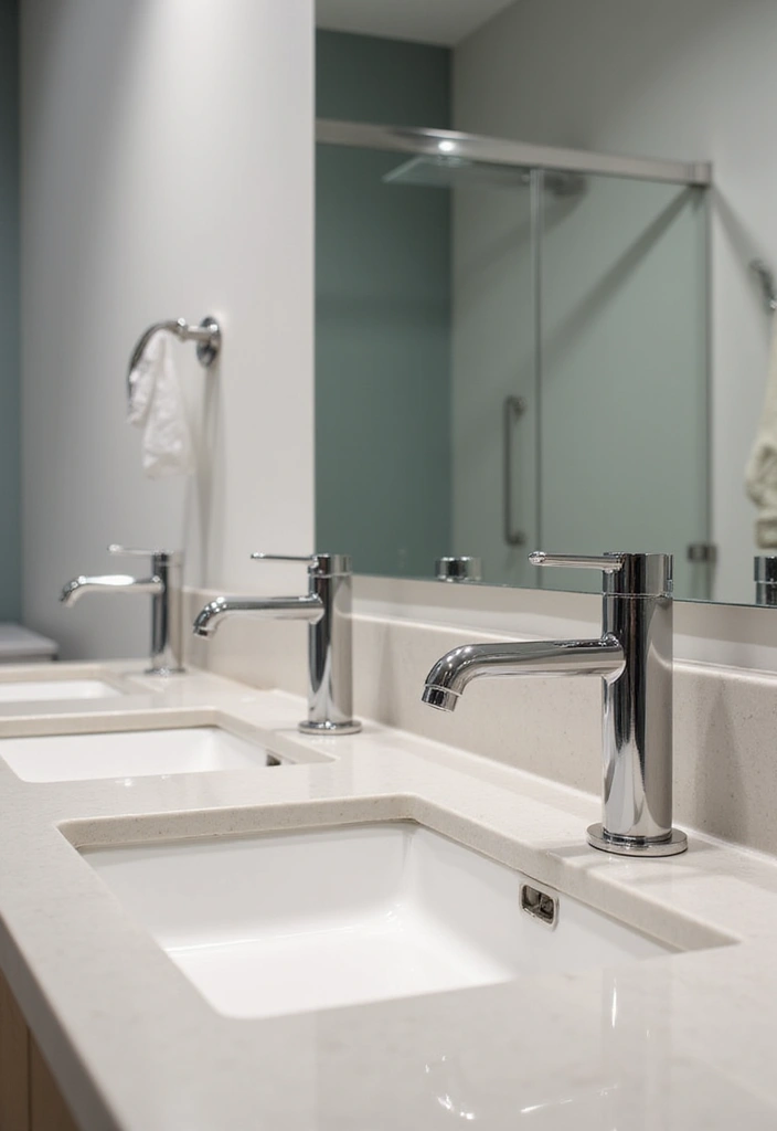 50 Black and White Bathroom Ideas That Feel Chic and Sophisticated - 37. Modern Faucet Designs