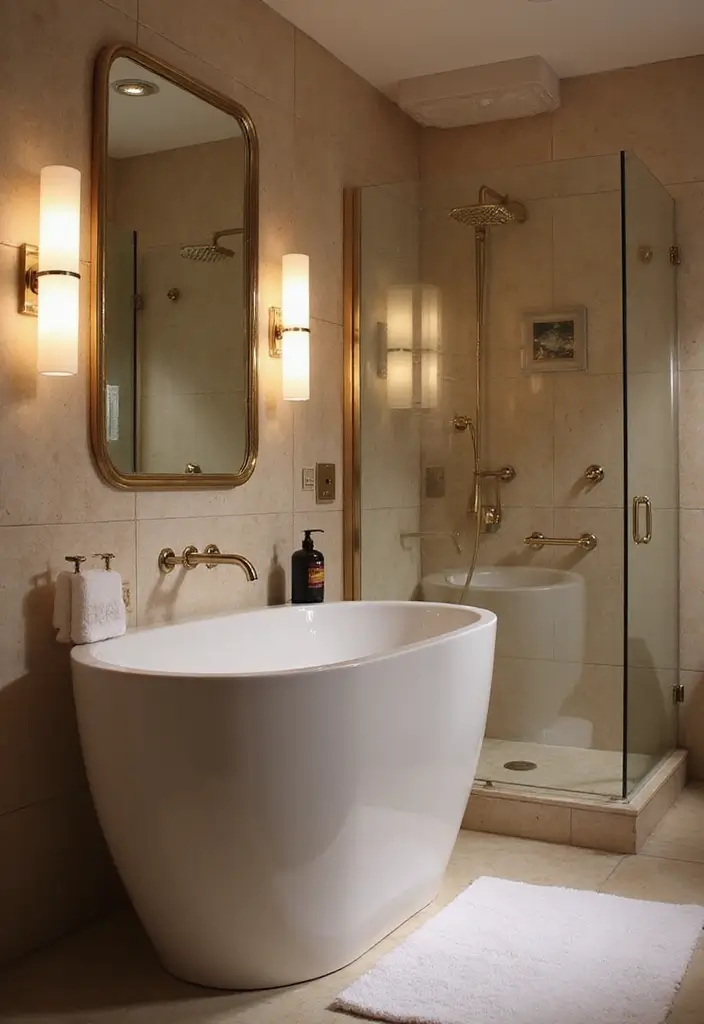 50 Black and White Bathroom Ideas That Feel Chic and Sophisticated - 9. Luxurious Lighting Solutions