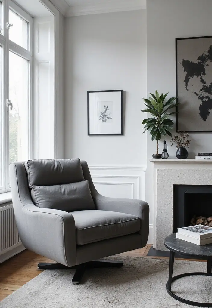 50 Black and White Living Room Ideas That Look Modern and Elegant 11 50 Black and White Living Room Ideas That Look Modern and Elegant - 11. Statement Furniture Pieces