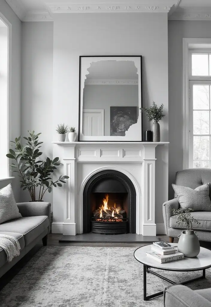 50 Black and White Living Room Ideas That Look Modern and Elegant 15 50 Black and White Living Room Ideas That Look Modern and Elegant - 15. Cozy Fireplaces