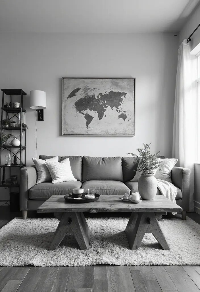 50 Black and White Living Room Ideas That Look Modern and Elegant 17 50 Black and White Living Room Ideas That Look Modern and Elegant - 17. Rustic Elements