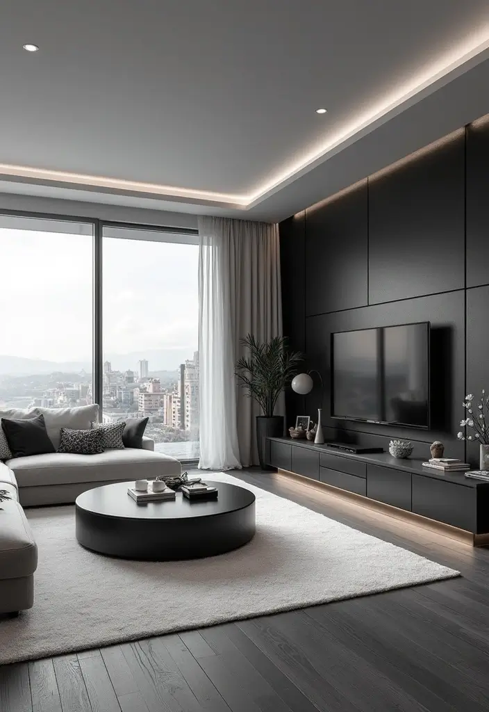 50 Black and White Living Room Ideas That Look Modern and Elegant 18 50 Black and White Living Room Ideas That Look Modern and Elegant - 18. Futuristic Elements