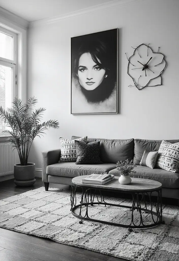 50 Black and White Living Room Ideas That Look Modern and Elegant 2 50 Black and White Living Room Ideas That Look Modern and Elegant - 2. Bold Monochrome Patterns