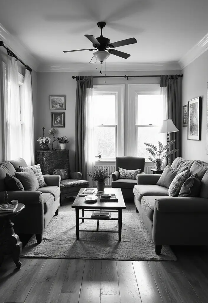 50 Black and White Living Room Ideas That Look Modern and Elegant 22 50 Black and White Living Room Ideas That Look Modern and Elegant - 20. Vintage Accents