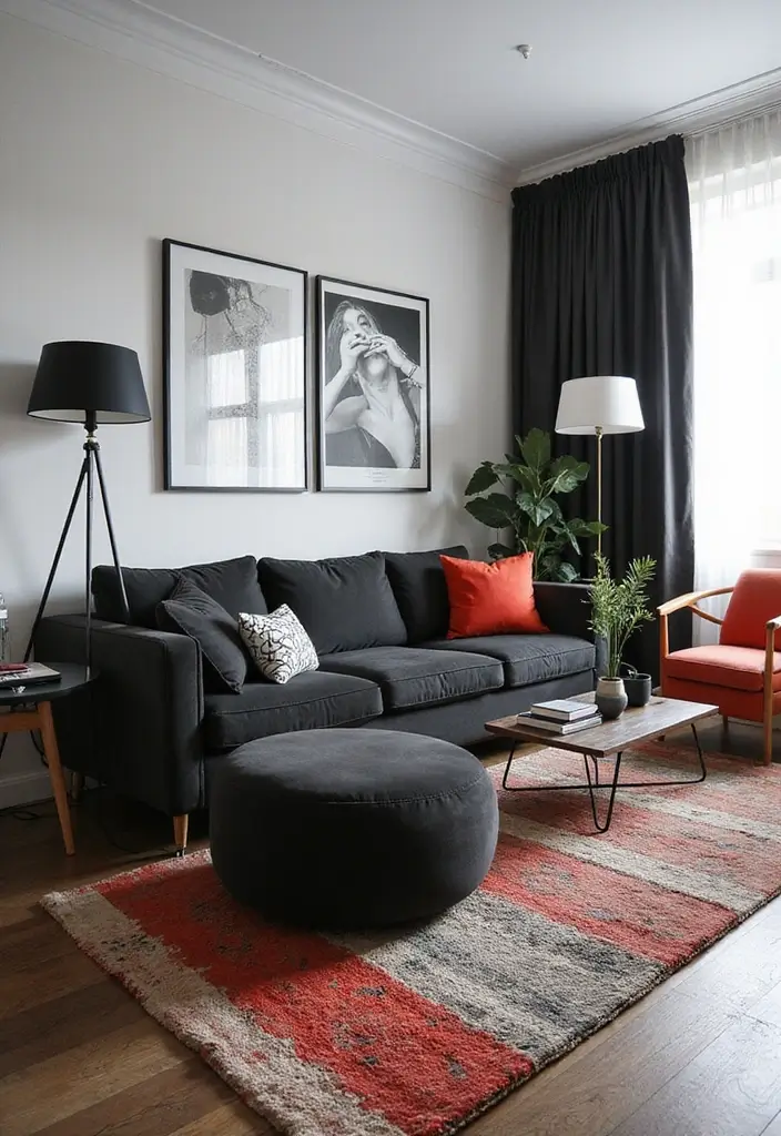 50 Black and White Living Room Ideas That Look Modern and Elegant 23 50 Black and White Living Room Ideas That Look Modern and Elegant - 21. High-Contrast Decor