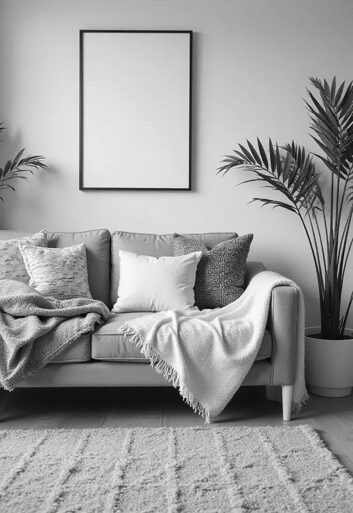 50 Black and White Living Room Ideas That Look Modern and Elegant 25 50 Black and White Living Room Ideas That Look Modern and Elegant - 23. Stylish Throw Blankets