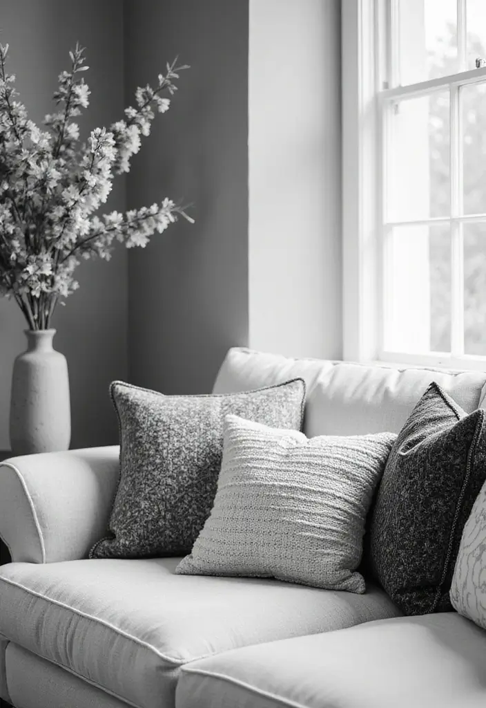 50 Black and White Living Room Ideas That Look Modern and Elegant 27 50 Black and White Living Room Ideas That Look Modern and Elegant - 25. Decorative Pillows