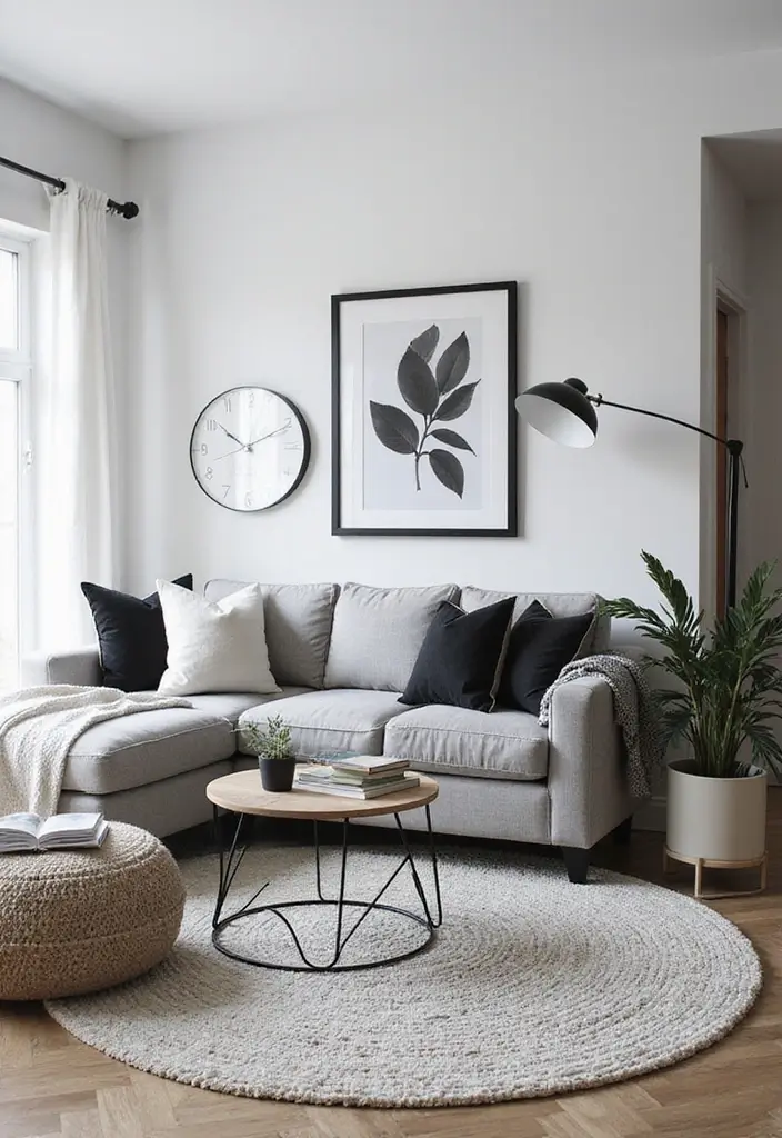 50 Black and White Living Room Ideas That Look Modern and Elegant 34 50 Black and White Living Room Ideas That Look Modern and Elegant - 32. Trendy Geometric Decor