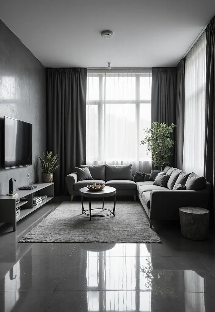 50 Black and White Living Room Ideas That Look Modern and Elegant 35 50 Black and White Living Room Ideas That Look Modern and Elegant - 33. Reflective Surfaces
