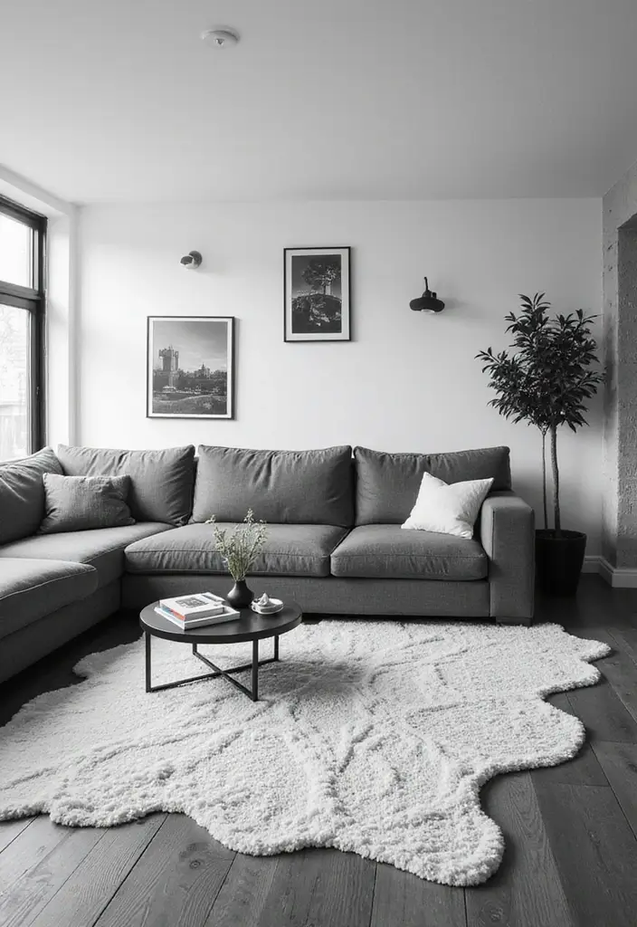 50 Black and White Living Room Ideas That Look Modern and Elegant 43 50 Black and White Living Room Ideas That Look Modern and Elegant - 39. Unique Rugs