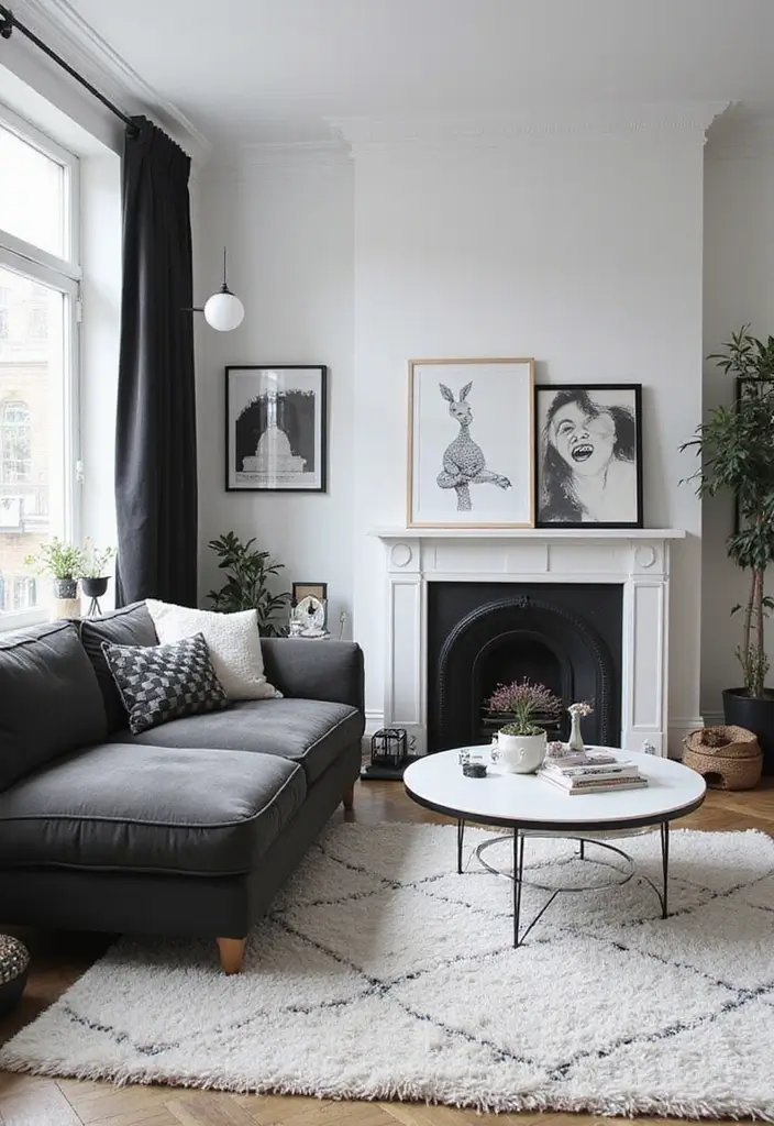 50 Black and White Living Room Ideas That Look Modern and Elegant 49 50 Black and White Living Room Ideas That Look Modern and Elegant - 45. Whimsical Decor Elements