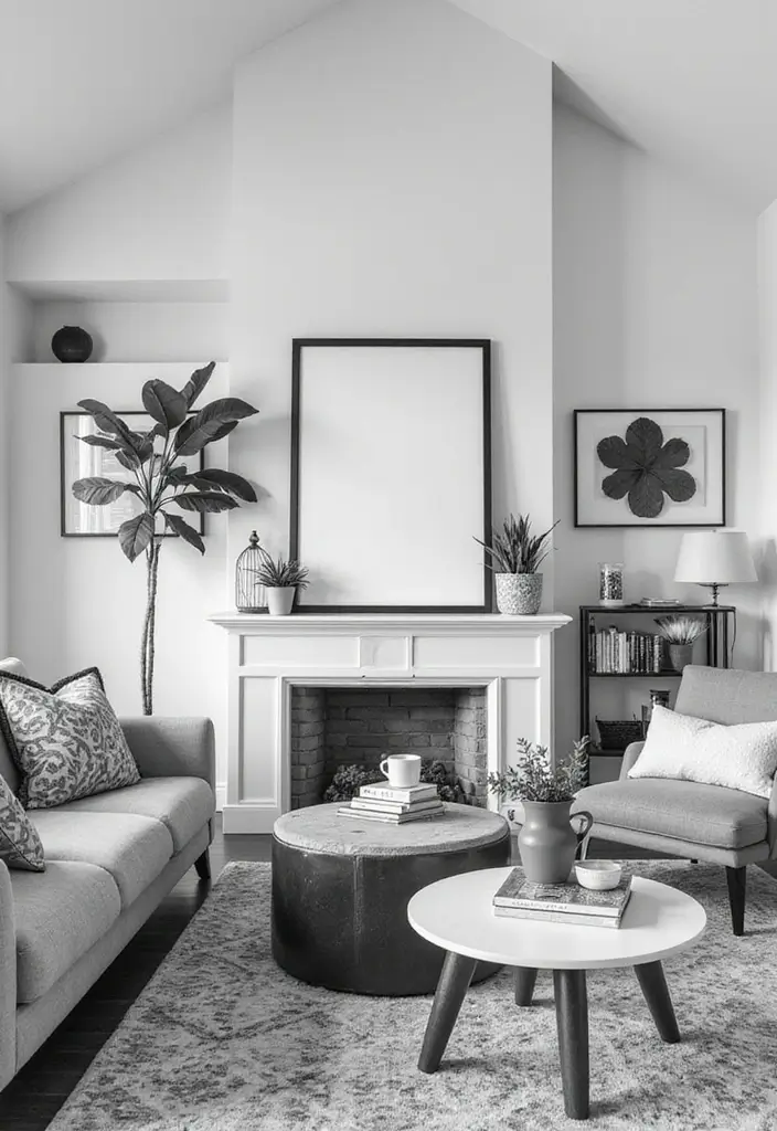 50 Black and White Living Room Ideas That Look Modern and Elegant 51 50 Black and White Living Room Ideas That Look Modern and Elegant - 47. Personalized Decor Items