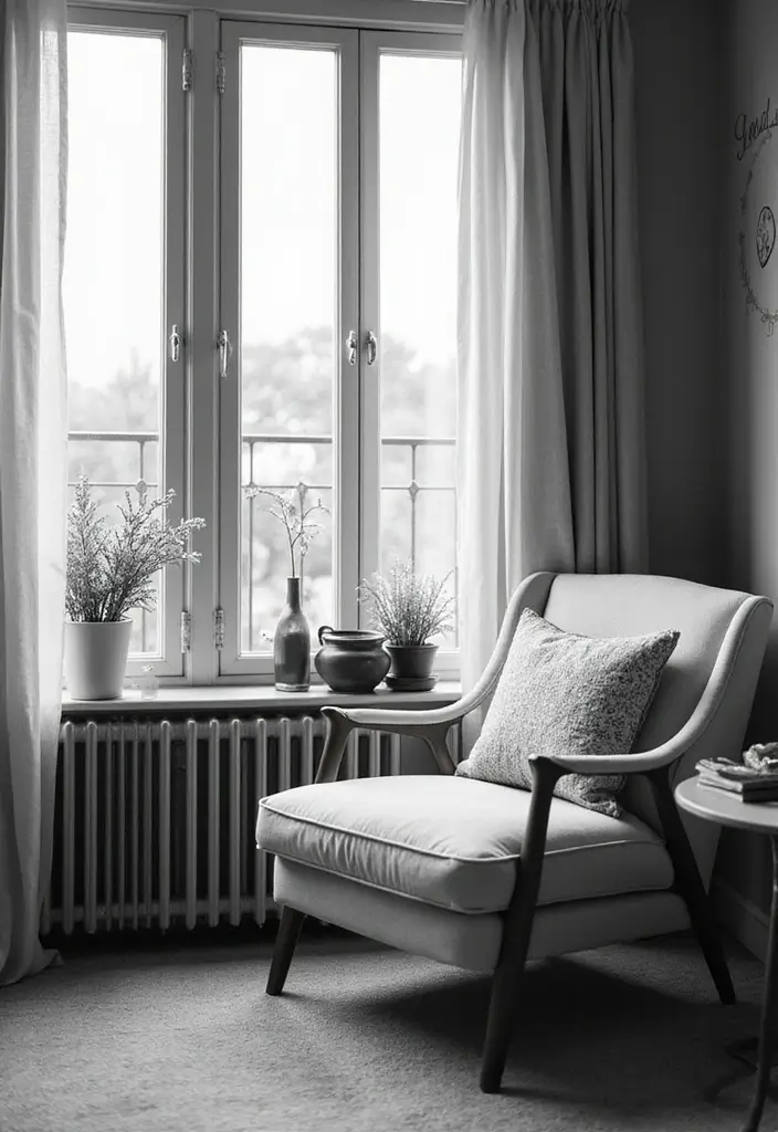 50 Black and White Living Room Ideas That Look Modern and Elegant 8 50 Black and White Living Room Ideas That Look Modern and Elegant - 8. Cozy Reading Nook