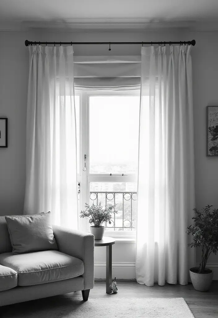 50 Black and White Living Room Ideas That Look Modern and Elegant 9 50 Black and White Living Room Ideas That Look Modern and Elegant - 9. Stylish Window Treatments