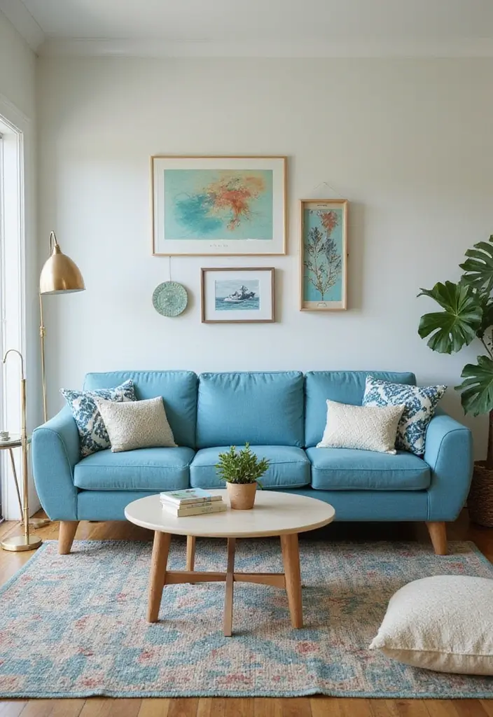 50 Blue Couch Living Room Ideas That Make a Bold Statement 12 50 Blue Couch Living Room Ideas That Make a Bold Statement - 12. Retro Coastal