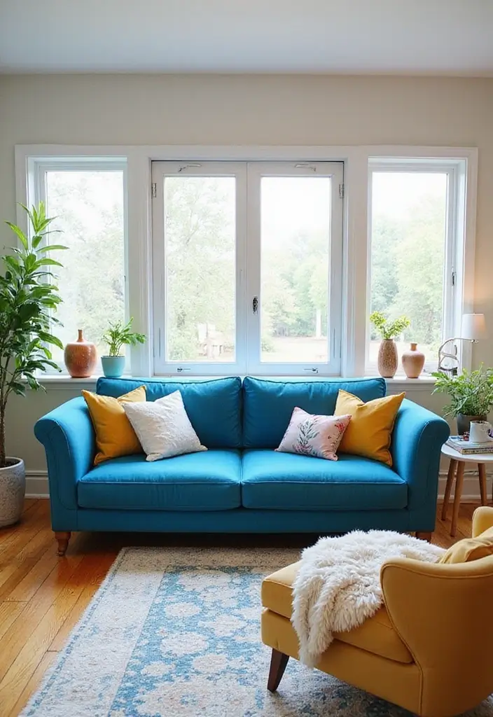 50 Blue Couch Living Room Ideas That Make a Bold Statement 14 50 Blue Couch Living Room Ideas That Make a Bold Statement - 14. Bright and Light