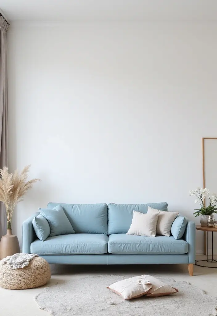 50 Blue Couch Living Room Ideas That Make a Bold Statement 17 50 Blue Couch Living Room Ideas That Make a Bold Statement - 17. Minimalist Cozy